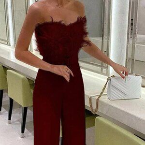 Feather Tube Top Jumpsuit